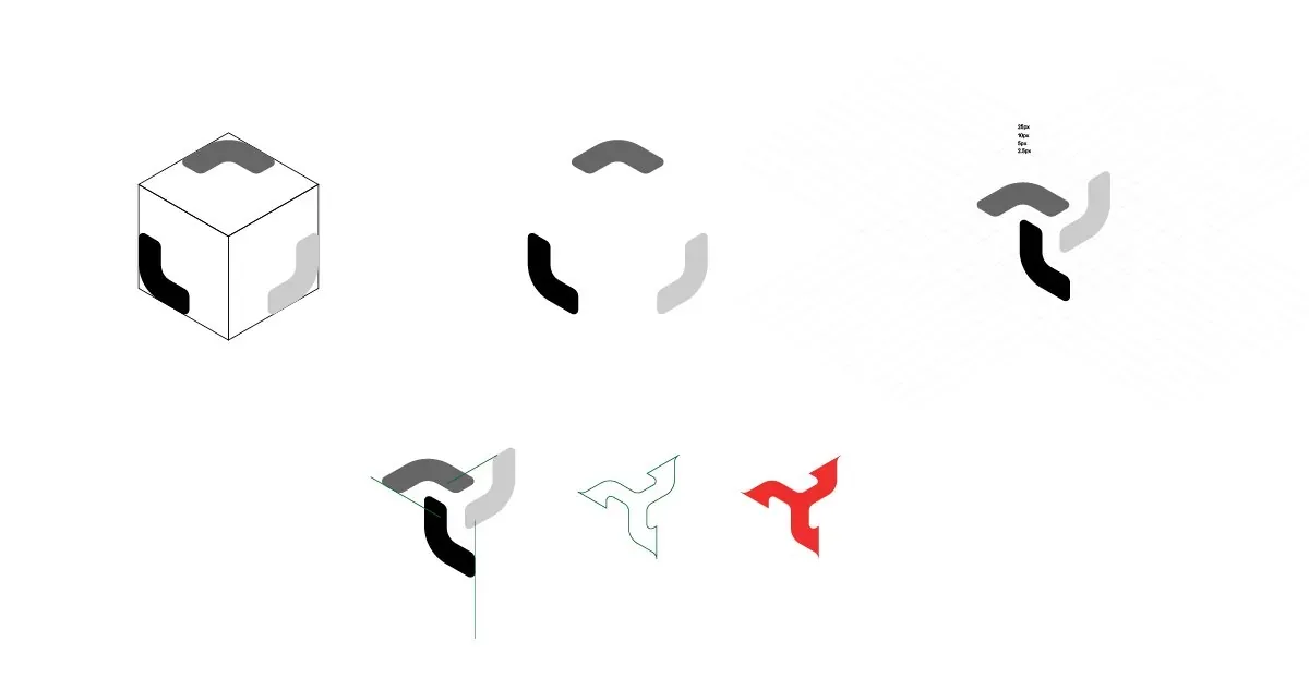 Negative space cut into the letterforms