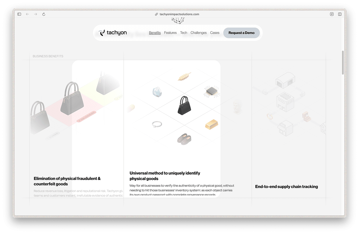 Morphing content cards in the Business Benefits section