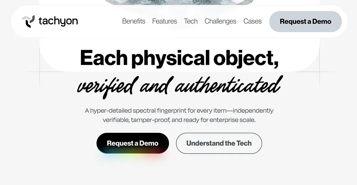 Website hero section with spectral gradient CTA